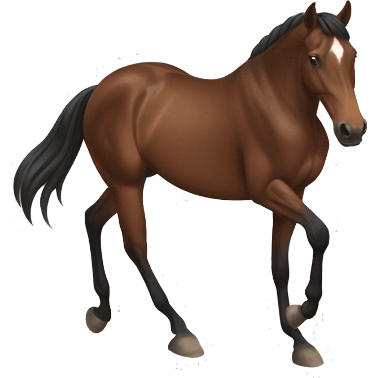 Brown horse with black man and tail running ￼ emoji