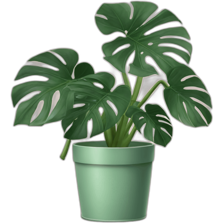 Monstera plant in a sage coloured pot emoji