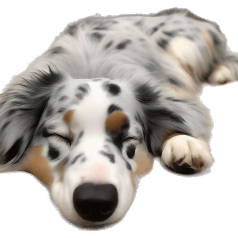 Blue Merle Australian shepherd sleeping on his back emoji