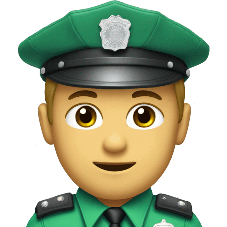 policia con uniforme verde, camisa verde agua emoji