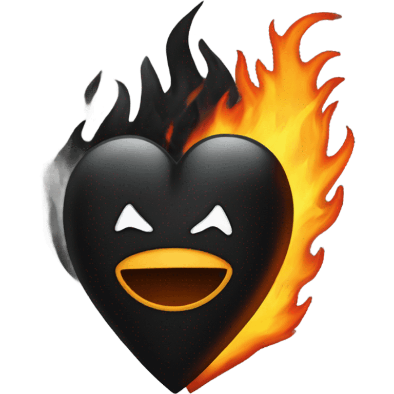 Black heart with black fire emoji