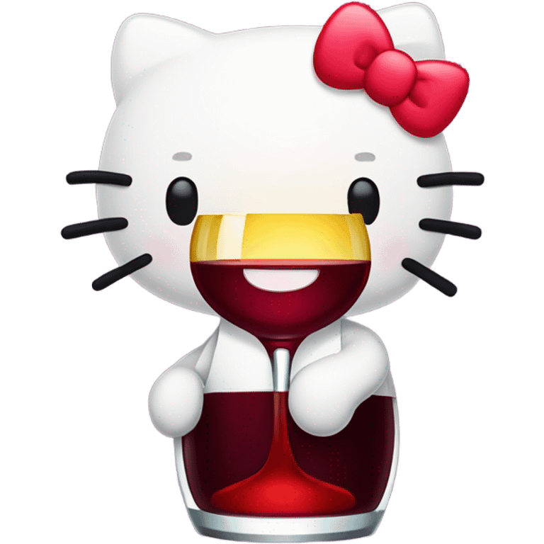 Hello Kitty drinking red wine emoji