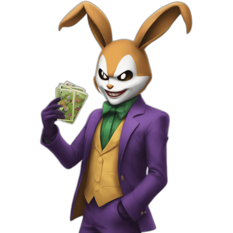 The joker catching a lopunny in Pokemon emoji