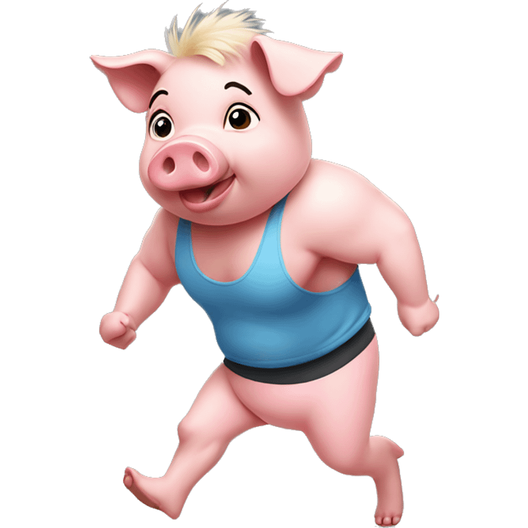 A little pig doing exercise wearing crop top emoji