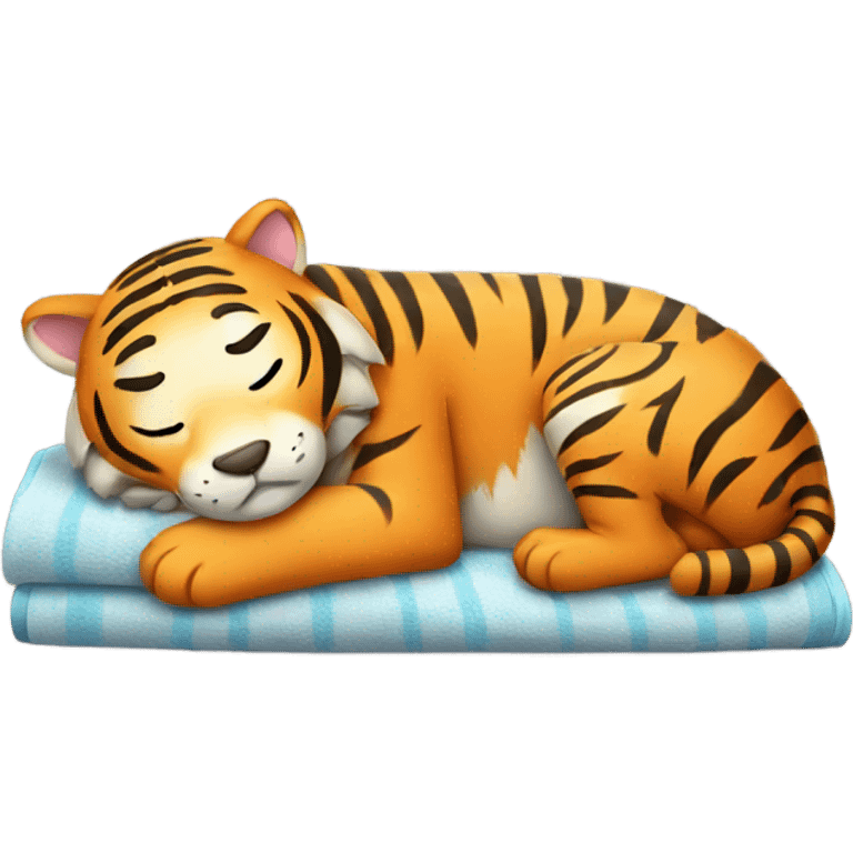 Sleeping tiger with blanket emoji