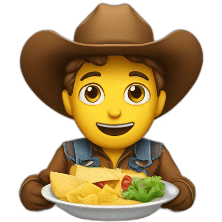 emoji cowboy eating lunch emoji