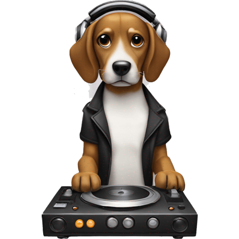 Dog playing a dj emoji