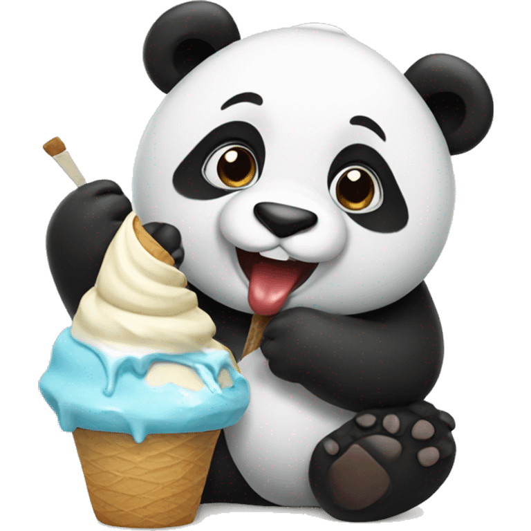 Panda eating ice cream emoji