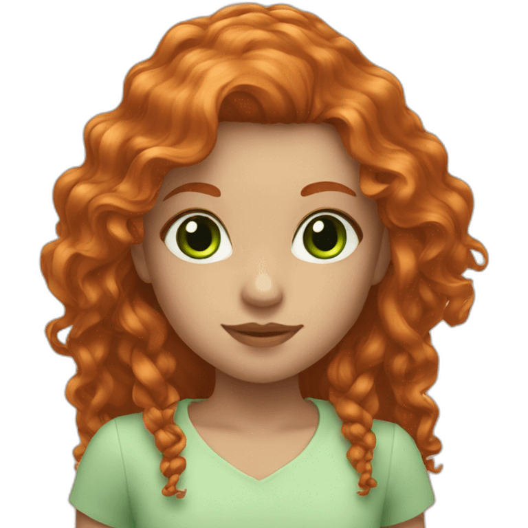 Girl with long ginger wavy hair and green eyes emoji