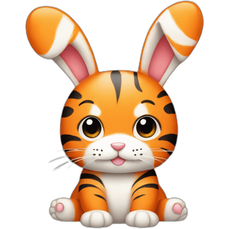 cute orange bunny with floppy ears and tiger stripes emoji