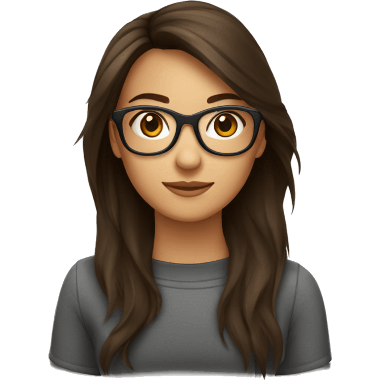 Fille brune au carré long avec des lunettes emoji