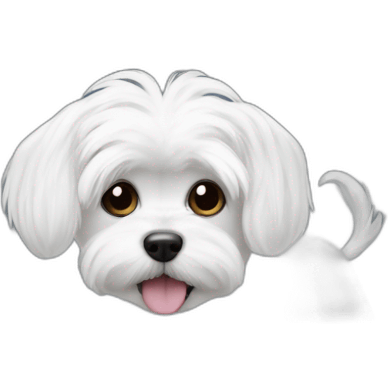 maltese dog in front of COMPUTER screen emoji