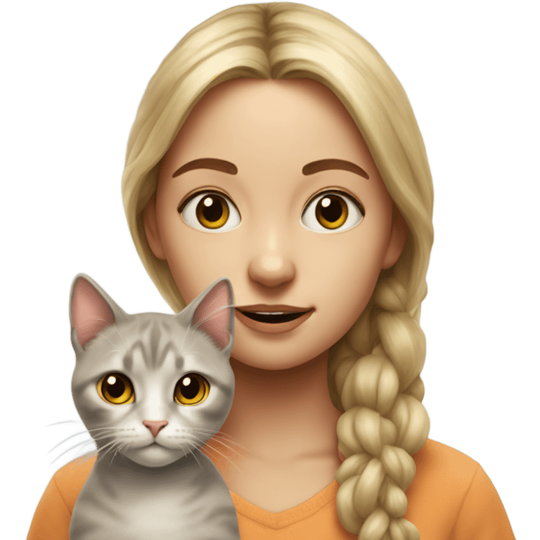 realistic portrait of girl with hellow kitty emoji