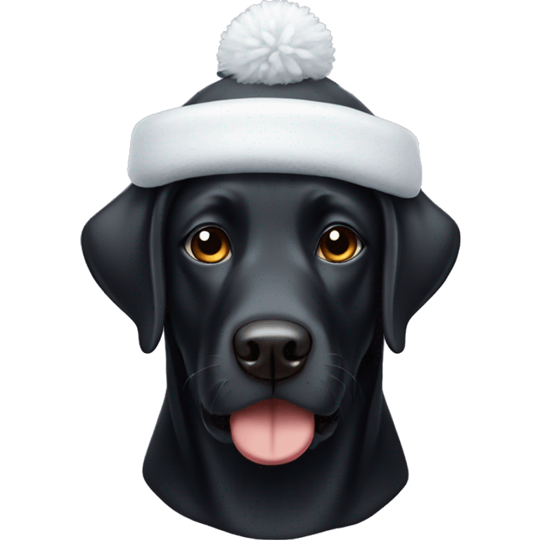 Black lab dog wearing snow hat emoji