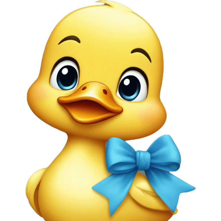 Cute little duck with blue bow emoji