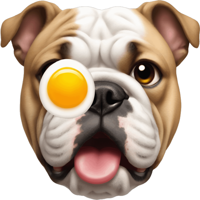 Bulldog with a boiled egg emoji