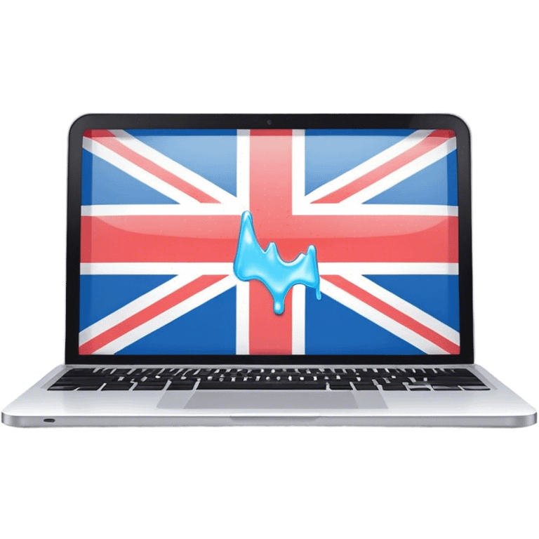 pastel melted laptop on the screen British flag emoji