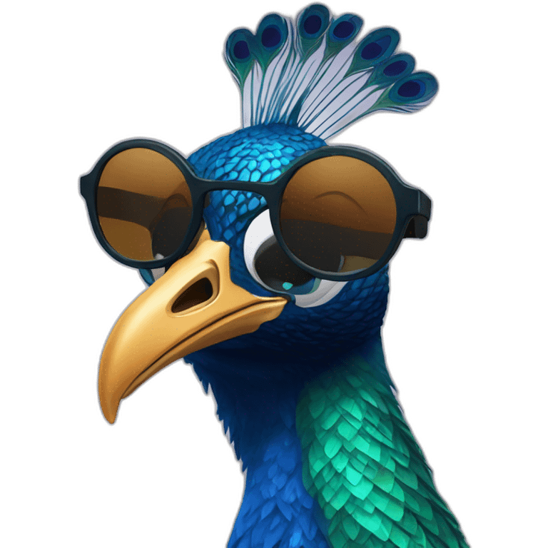 Peacock wearing sunglasses  emoji