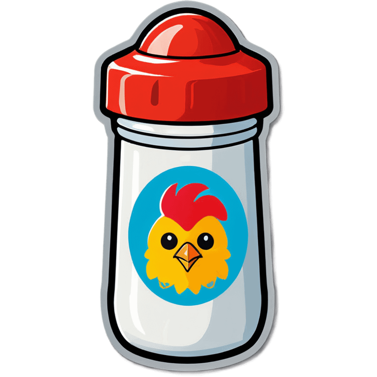 Salt shaker with chicken head on label emoji