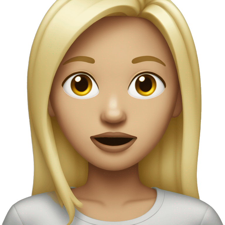 Blonde girl with mouth dropped emoji