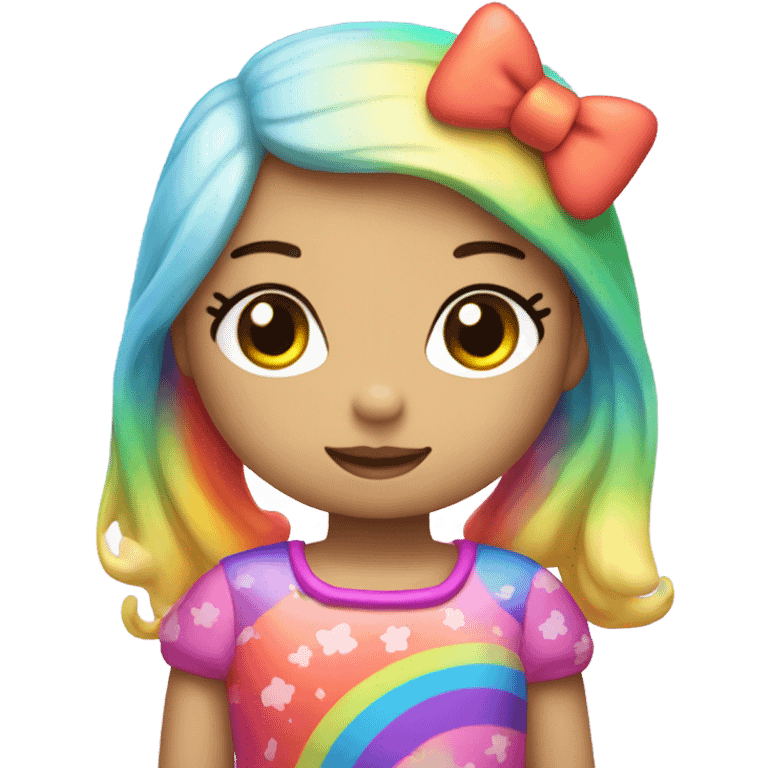 Hello kitty with a rainbow dress and eyelashes emoji