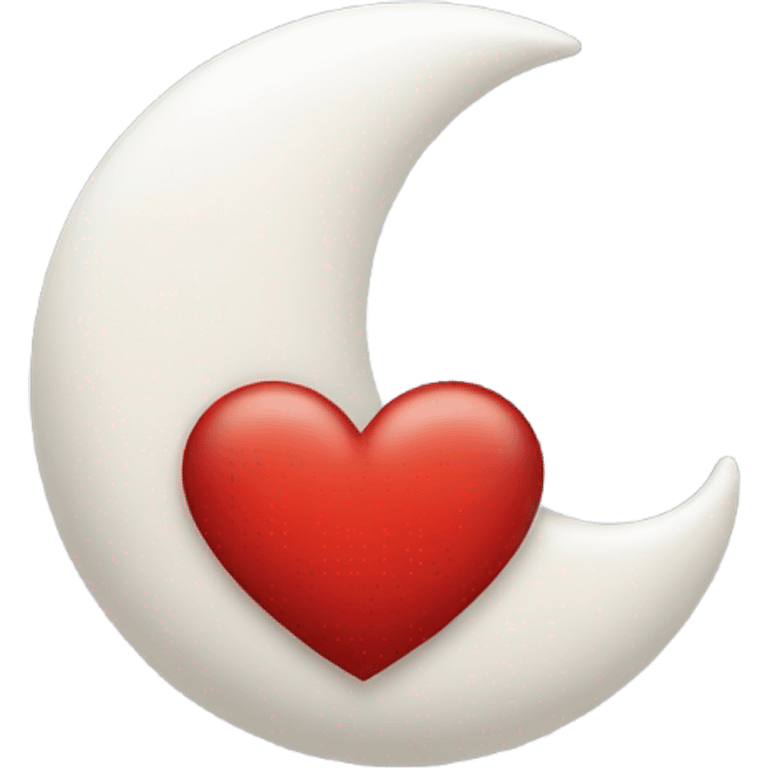 crescent white moon with red heart emoji