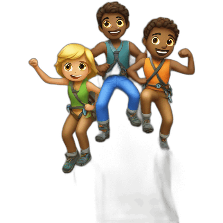 three climbing friends emoji