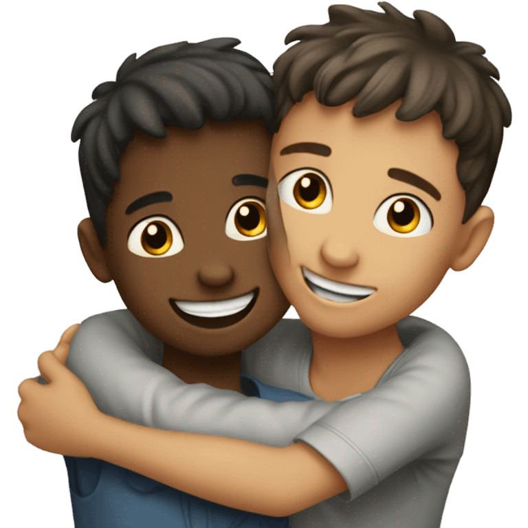 happy embrace between two boys emoji