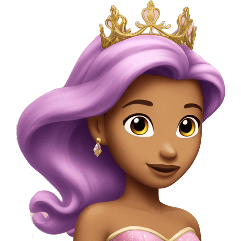 Princess Ariel with gold tiara pink dress   emoji