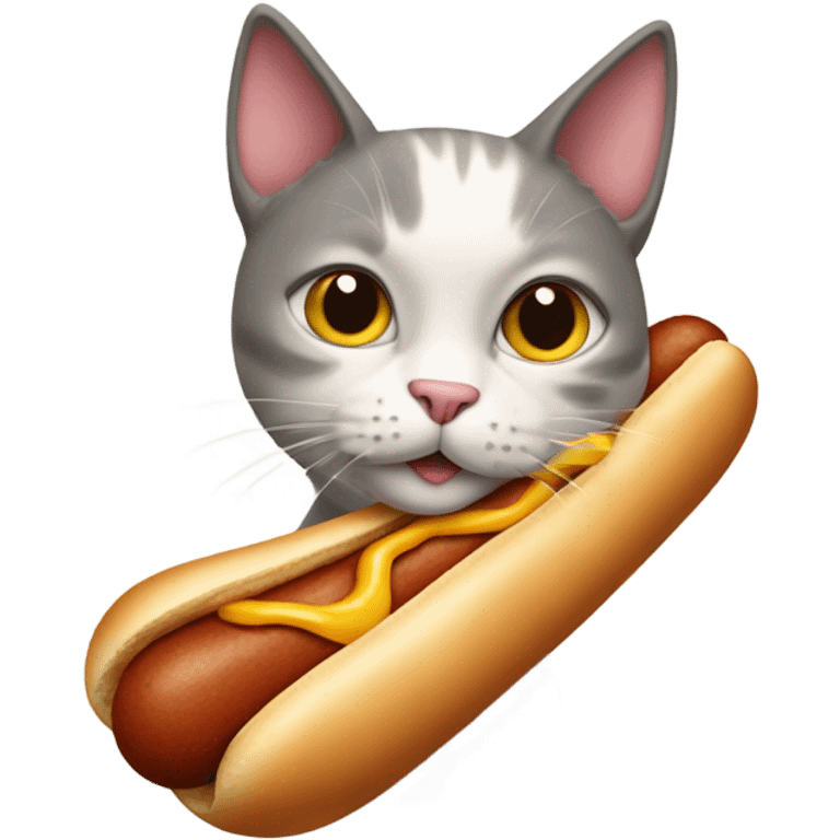 cat eating hotdog emoji