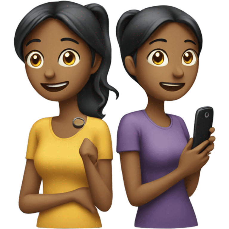 Two girls talking to each other on the phone emoji