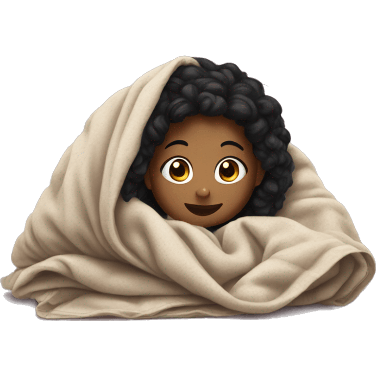 black hair girl crawling into a blanket  emoji