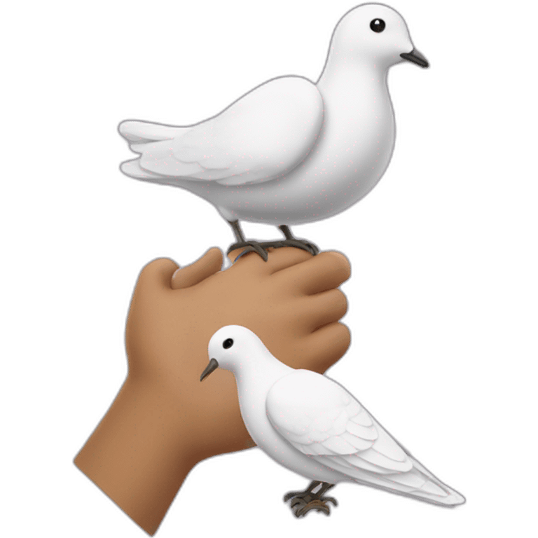 head emoji with a dove on top of the head having a peace sign hand emoji