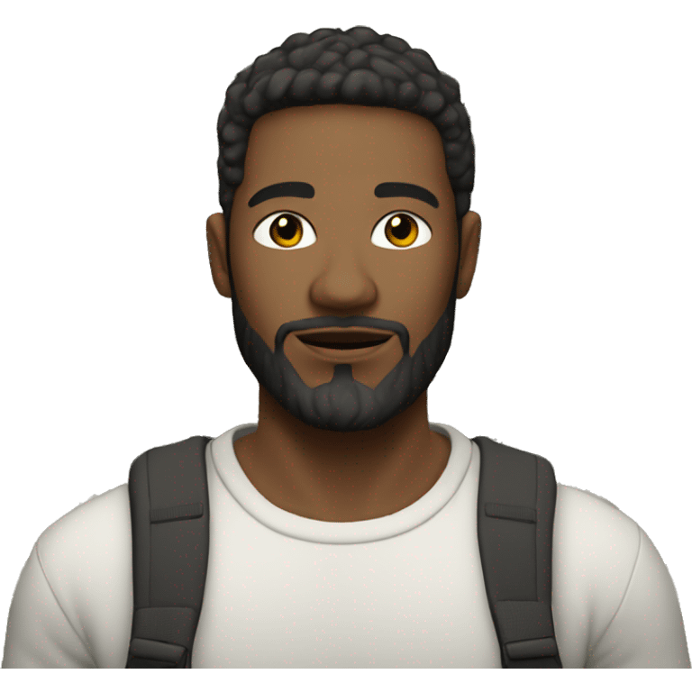 young man, 30 years old, with white skin and a beard, 1.70 tall in front of several houses emoji