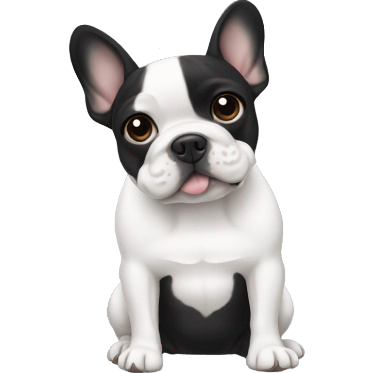 Black french bulldog with white chest emoji