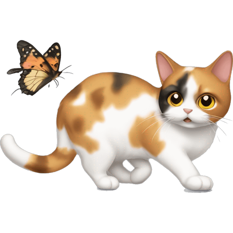 calico cat hunting a moth  emoji