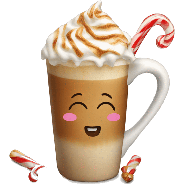 Caramel latte with Christmas candies emoji