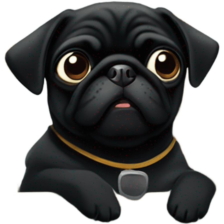 Black pug in a San Francisco cable car emoji