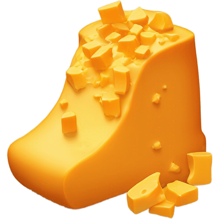 A lot of cheddar cheese being kicked in with a boot ￼ emoji