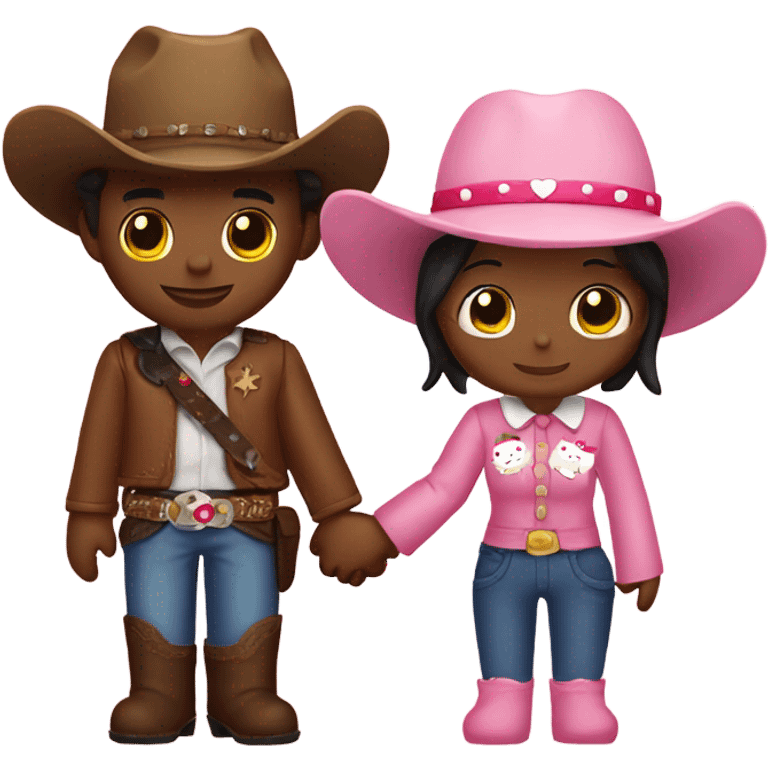 Cowboy and hello kitty holding hands  emoji