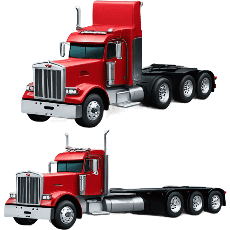 Peterbilt 389 black with red frame with flat top and slash cut exhaust stacks and dual rear tires and flat bumper emoji