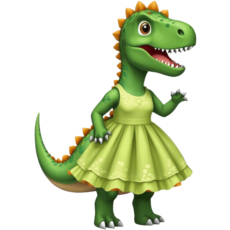 dinosaur with a dress emoji