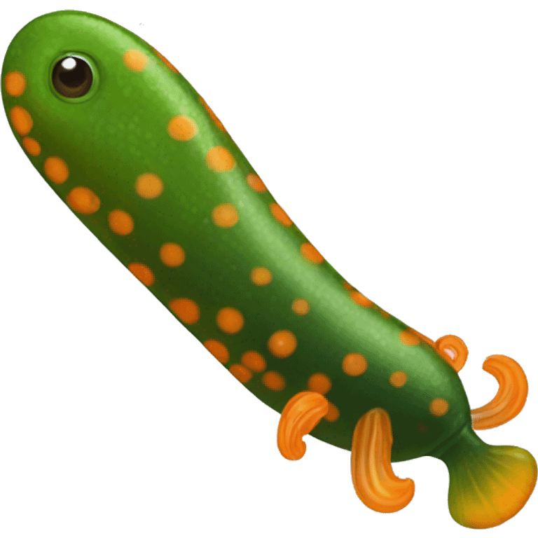 Green and orange spotted leech emoji