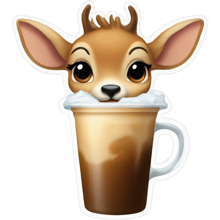 Baby deer drinking iced coffee emoji