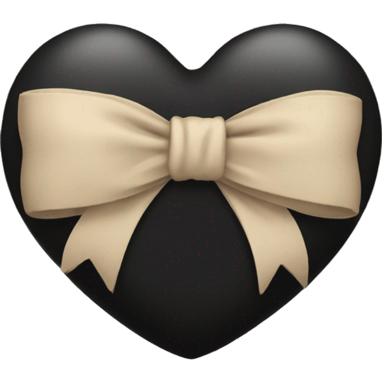 black heart with beige bow emoji