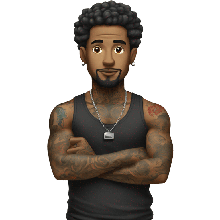 man with many tattoos that is vaping emoji