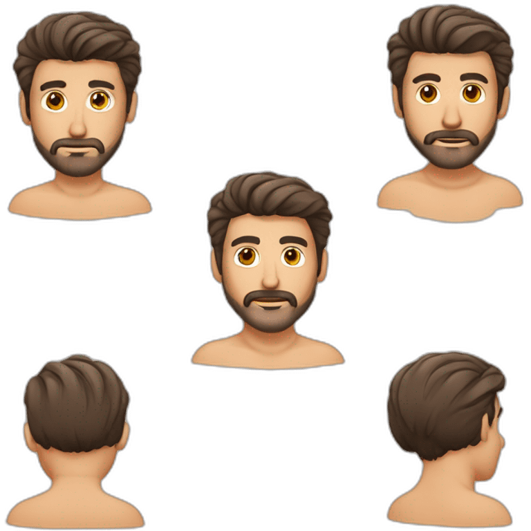 hombre moreno de cabello corto canoso, ojos marrones, cejas pobladas gruesas y barba canosa emoji