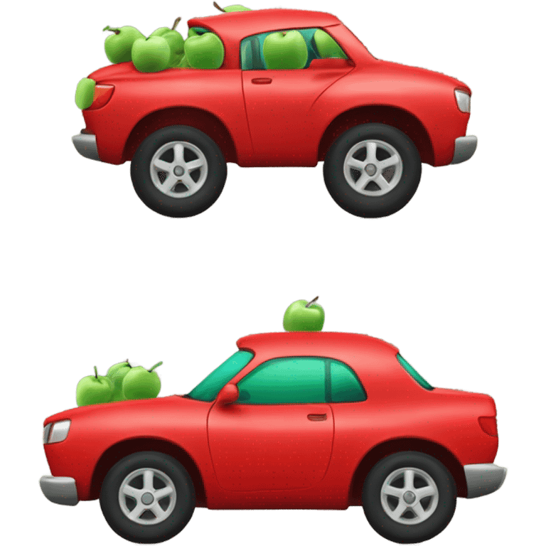 Car with apple tires  emoji