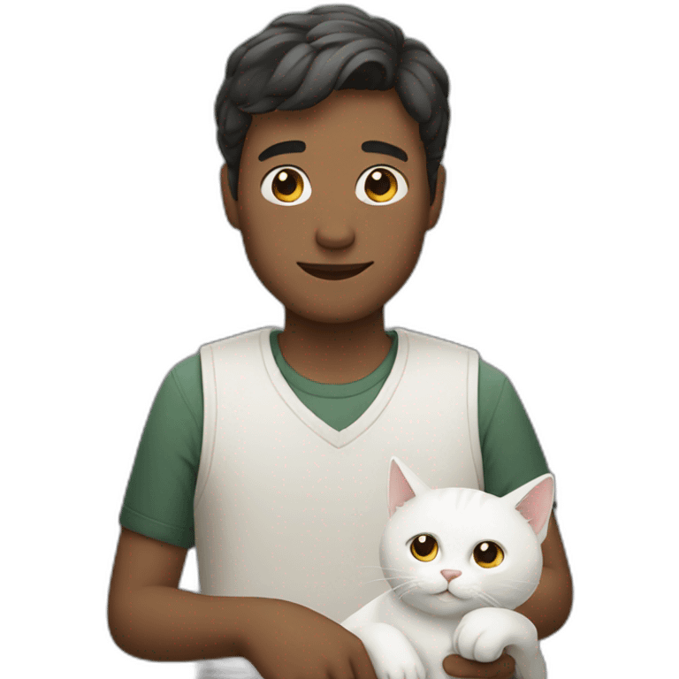 Man with a white cat emoji