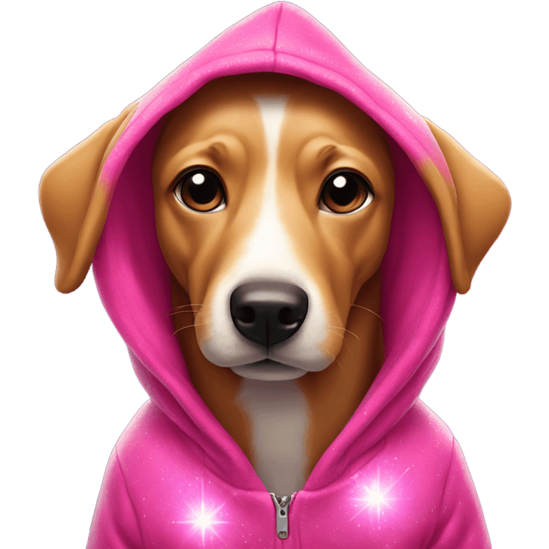 Hot pink Dog wearing hoodie with sparkles  emoji